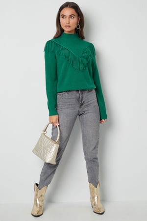 Gestrickter Basic-Pullover mit Fransen – schwarz h5 Bild8